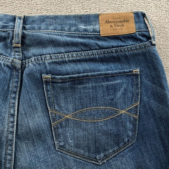 Abercrombie & Fitch Womens Jeans Size 6L Distressed Slim Straight Leg Blue Denim - Picture 11 of 15